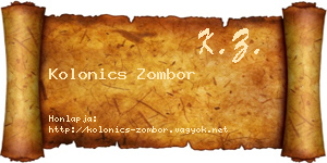 Kolonics Zombor névjegykártya